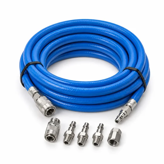 Illustration de la rallonge bleue pour air comprimé et de ses raccords